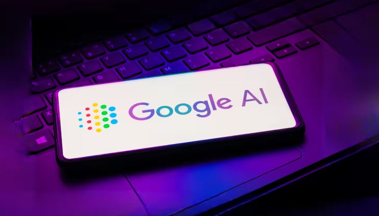 Smartphone displaying the Google AI logo, representing Germany's decision to regulate AI Overviews under national media law.