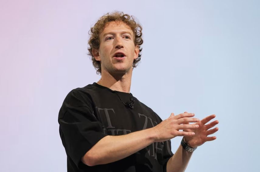 Mark Zuckerberg speaking at a Meta event about AI, technology, and the future of social media.