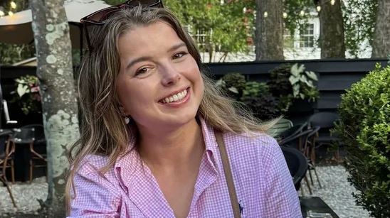 Portrait of Norwegian journalist Helle Lyng during an outdoor interview in Norway