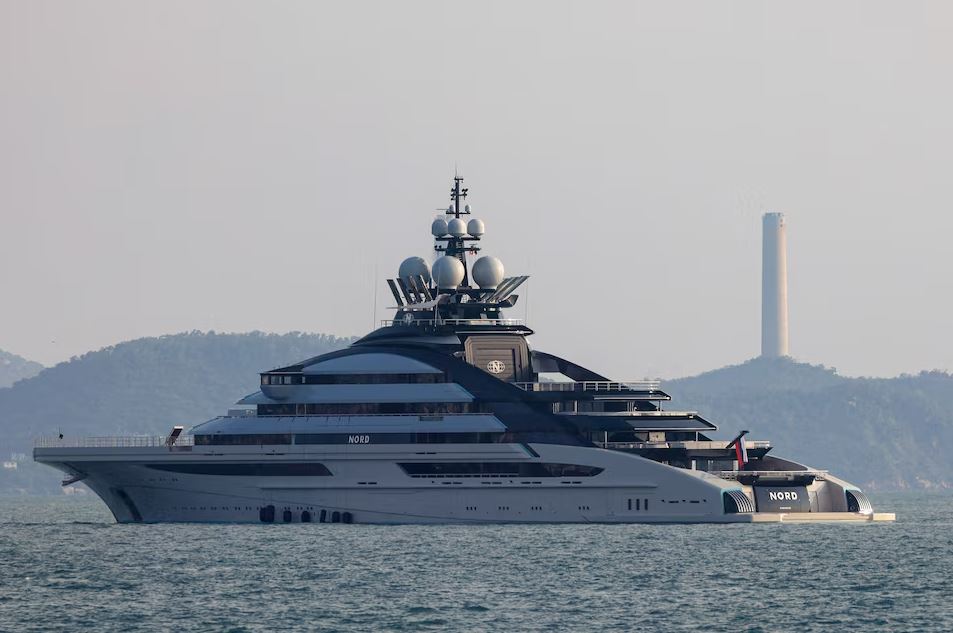 Russian superyacht Nord sailing through international waters during the Strait of Hormuz Gulf crisis