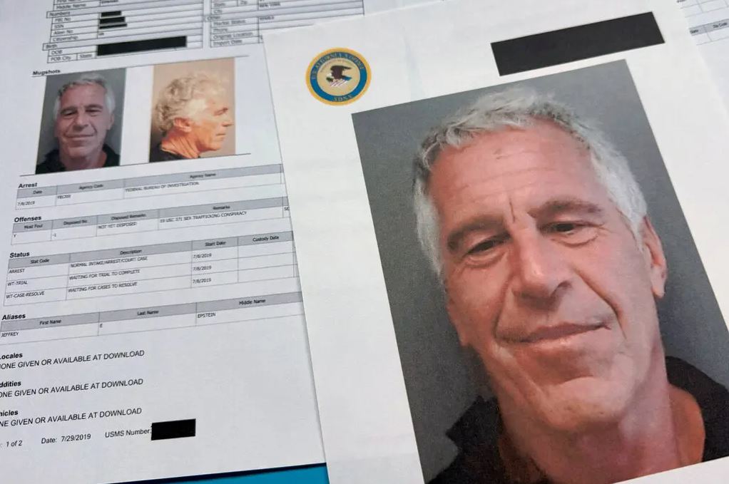Jeffrey Epstein mugshot and FBI documents from case files investigation