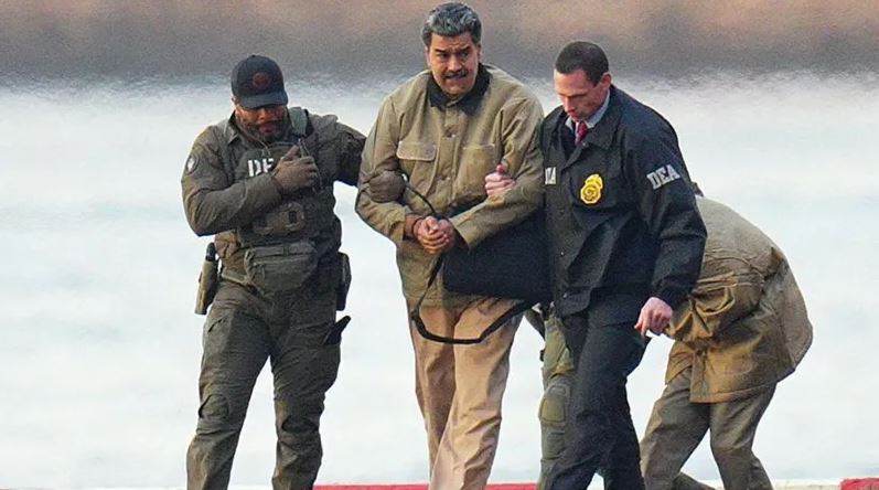 US agents escort Nicolás Maduro in handcuffs after capture during military operation